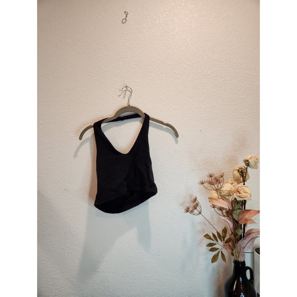 Brandy Melville Black Halter Crop Top | One Size | Classic Minimalist Style‎